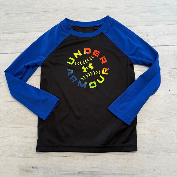 Under armour kids blue black rainbow baseball long sleeve shirt‎ size 4 - Picture 1 of 4